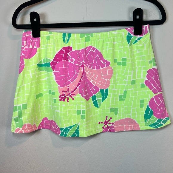 Lilly Pulitzer Dresses & Skirts - Lilly Pulitzer Womens Swim Skirt Vintage Flower Mosaic Green Pink Vacation Small